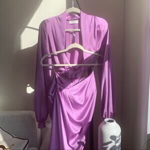 HOUSE OF CB Constance & Tosca Lilac Purple Silky Satin Twist Midi Skirt Set